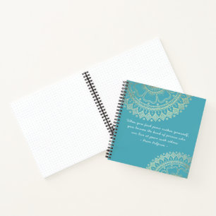 Yoga Meditation Instructor Blue Gold Mandala Zitat Notizbuch