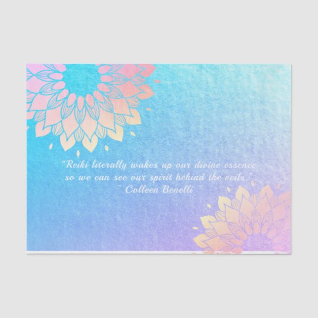 Yoga Meditation Instructor Blue Gold Mandala Zitat Seidenpapier (Vorderseite)