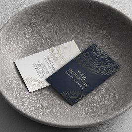 Yoga Meditation Instructor Chic Black Gold Mandala Visitenkarte