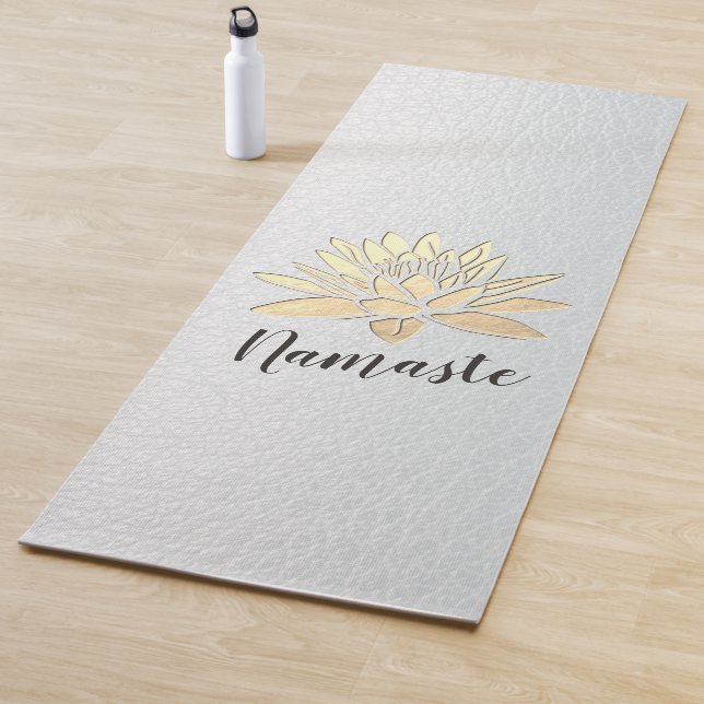 Yoga Meditation Instructor Chic White & Gold Lotus Yogamatte (Beispiel)