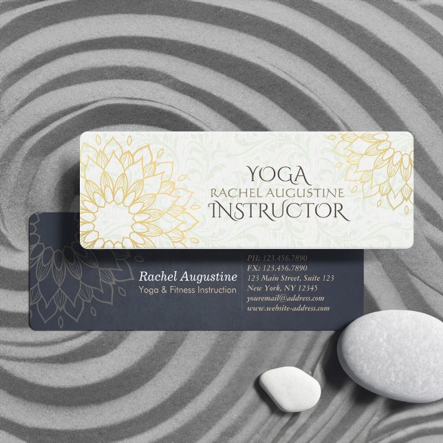 Yoga Meditation Instructor Gold Floral Mandala Mini Visitenkarte (Von Creator hochgeladen)