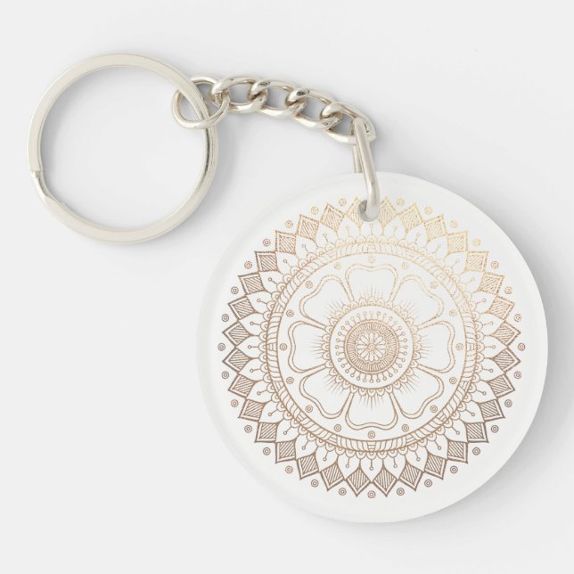Yoga Meditation Instructor Gold Mandala Blume Schlüsselanhänger (Vorderseite)