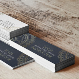 Yoga Meditation Instructor Gold Mandala Navy Blue Mini Visitenkarte