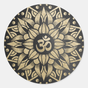 Yoga Meditation Instructor Gold Mandala Om Symbol Runder Aufkleber