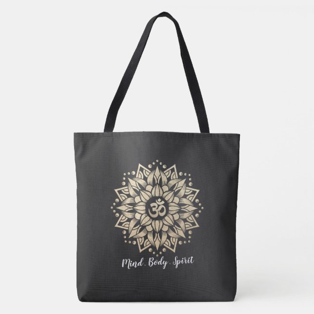 Yoga Meditation Instructor Gold Mandala Om Symbol Tasche (Vorderseite)