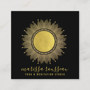 Yoga Meditation Instructor Gold Sun Mandala Square Quadratische Visitenkarte