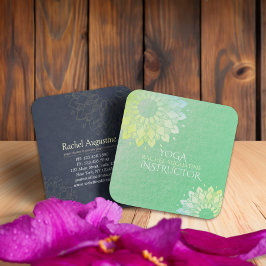 Yoga Meditation Instructor Green Gold Foil Mandala Quadratische Visitenkarte