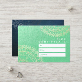 Yoga Meditation Instructor Green Gold Foil Mandala Rabattkarte