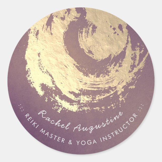 Yoga Meditation Instructor Lila Gold ZEN Symbol Runder Aufkleber (Vorderseite)