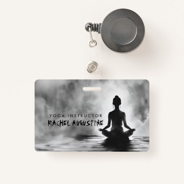 Yoga Meditation Instructor Lotus Pose Ink Painting Ausweis (Vorderseite mit Rechteck)