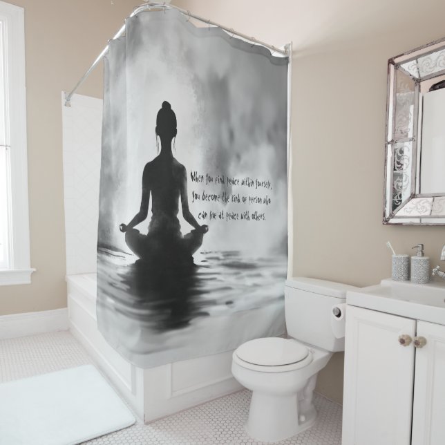Yoga Meditation Instructor Lotus Pose Tinte Malere Duschvorhang (Beispiel)