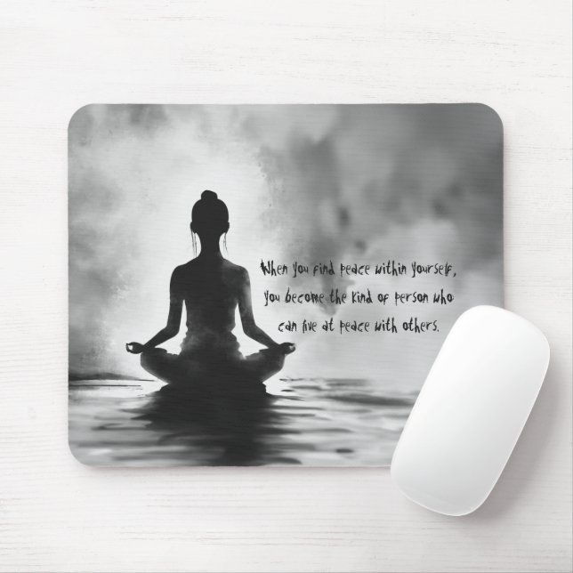 Yoga Meditation Instructor Lotus Pose Tinte Malere Mousepad (Mit Mouse)