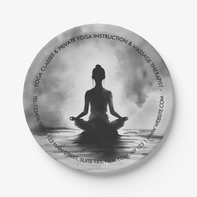 Yoga Meditation Instructor Lotus Pose Tinte Malere Pappteller (Vorderseite)