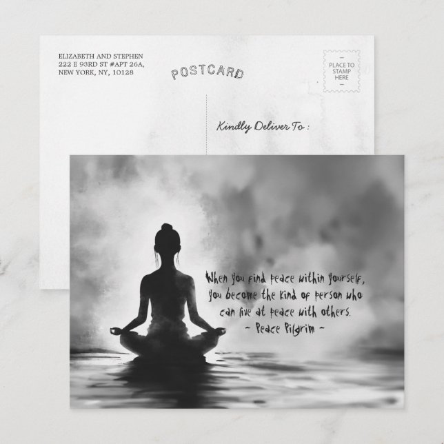 Yoga Meditation Instructor Lotus Pose Tinte Malere Postkarte (Vorne/Hinten)