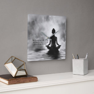 Yoga Meditation Instructor Lotus Pose Tinte Malere Quadratische Wanduhr