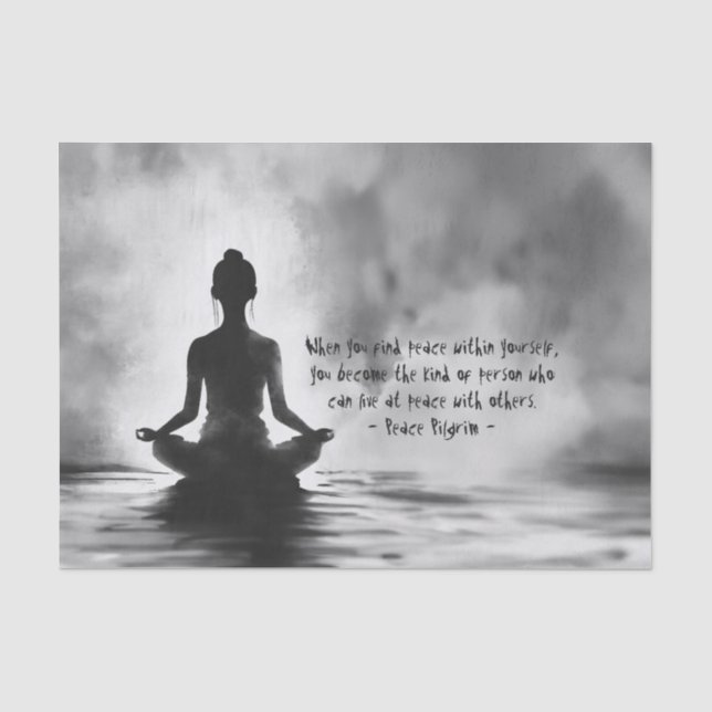 Yoga Meditation Instructor Lotus Pose Tinte Malere Seidenpapier (Vorderseite)