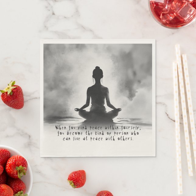 Yoga Meditation Instructor Lotus Pose Tinte Malere Serviette (Beispiel)