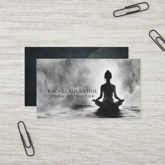 Yoga Meditation Instructor Lotus Pose Tinte Malere Visitenkarte (Vorderseite/Rückseite Beispiel)