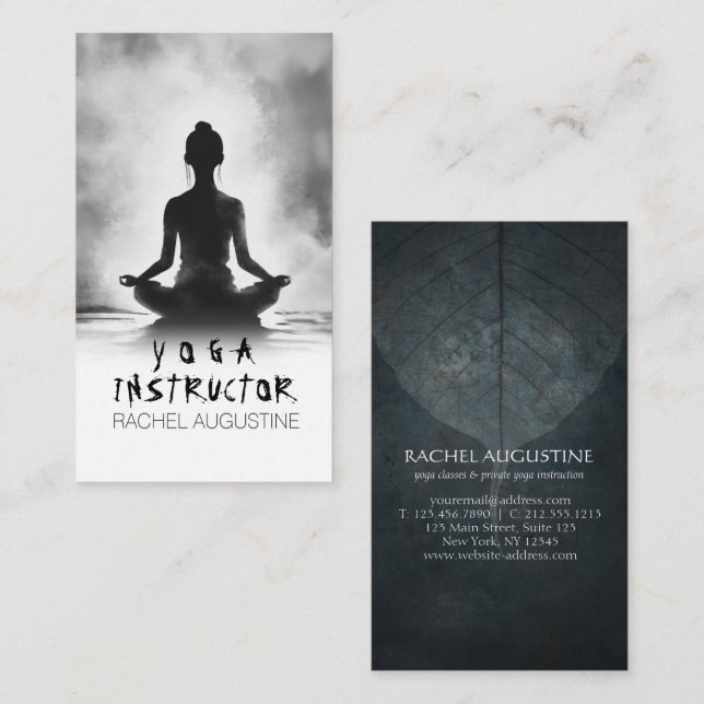 Yoga Meditation Instructor Lotus Pose Tinte Malere Visitenkarte (Vorne/Hinten)