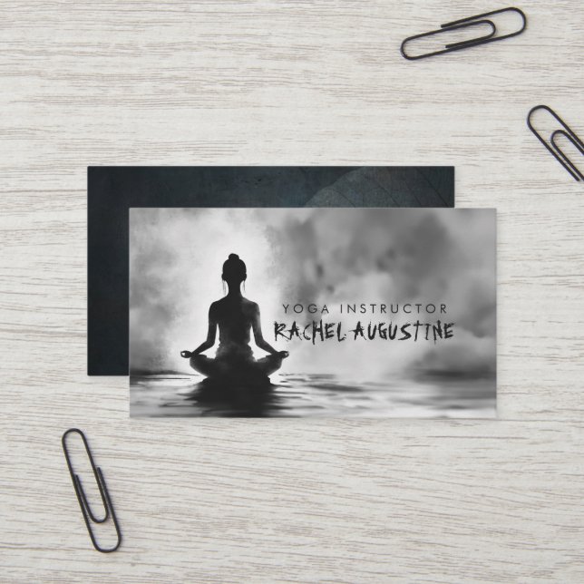 Yoga Meditation Instructor Lotus Pose Tinte Malere Visitenkarte (Vorderseite/Rückseite Beispiel)