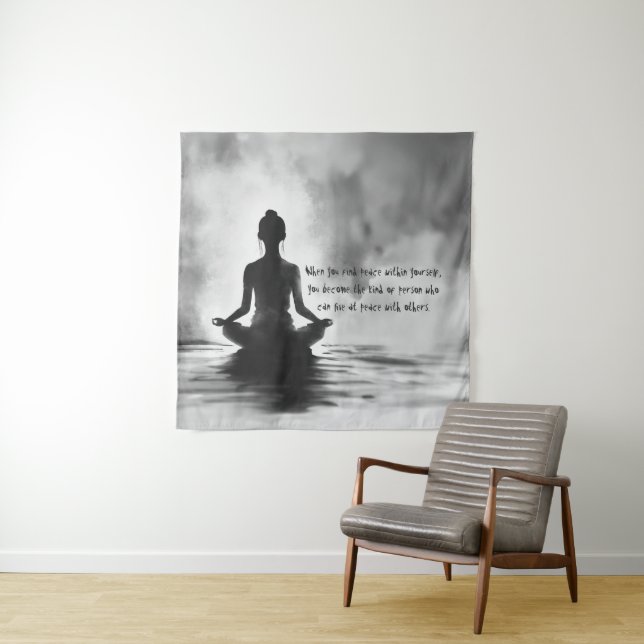 Yoga Meditation Instructor Lotus Pose Tinte Malere Wandteppich (Beispiel)