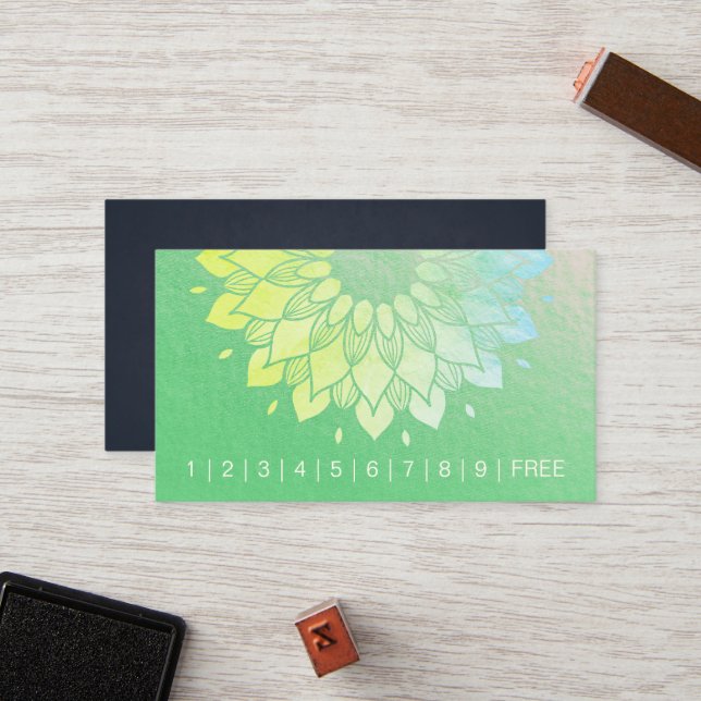 Yoga Meditation Instructor Mandala Loyalty Punch Treuekarte (Vorderseite/Rückseite Beispiel)