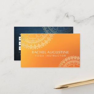 Yoga Meditation Instructor Orange Gold Mandala Terminkarte