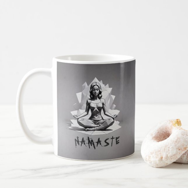 Yoga Meditation Instructor Reiki Master Low Poly Kaffeetasse (Mit Donut)