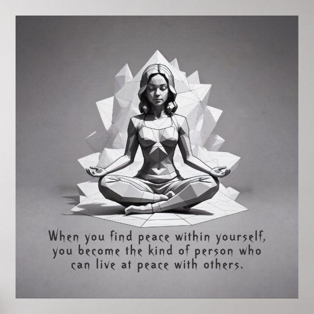 Yoga Meditation Instructor Reiki Master Low Poly Poster (Vorne)