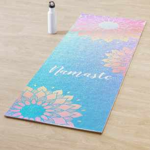Yoga Meditation Instructor Rose Blue Gold Mandala Yogamatte