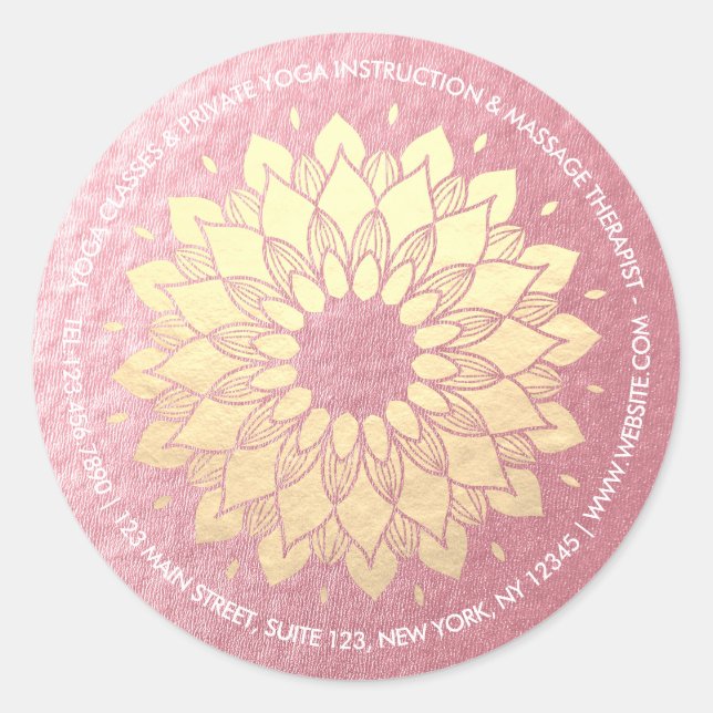 Yoga Meditation Instructor Rose Gold Mandala Lotus Runder Aufkleber (Vorderseite)