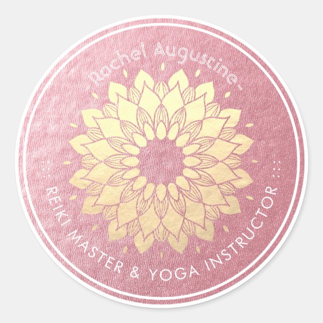 Yoga Meditation Instructor Rose Gold Mandala Lotus Runder Aufkleber (Vorderseite)