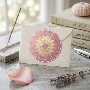 Yoga Meditation Instructor Rose Gold Mandala Lotus Runder Aufkleber