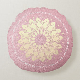 Yoga Meditation Instructor Rose Gold Mandala Lotus Rundes Kissen