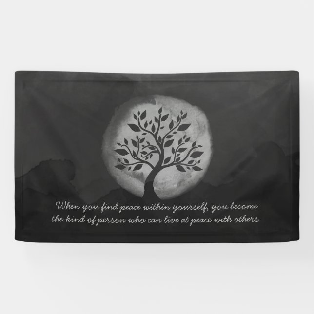 Yoga Meditation Instructor Schwarz-weiß Trefferquo Banner (Horizontal)