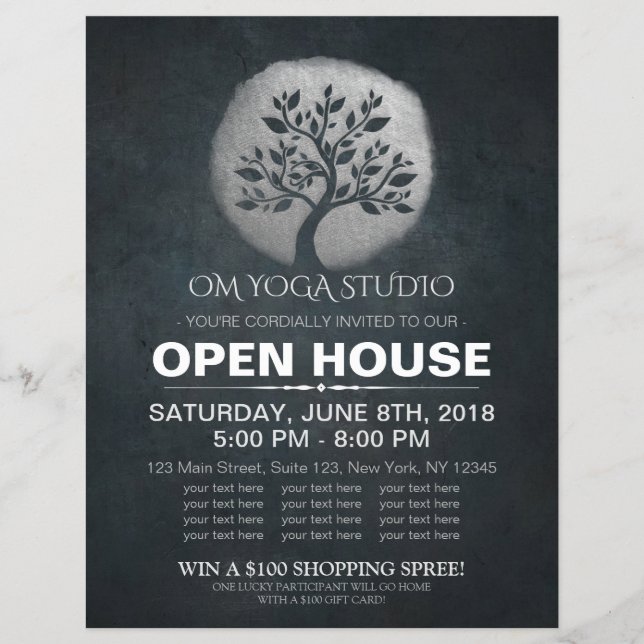 Yoga Meditation Instructor Silver Tree Open House Flyer (Vorne)