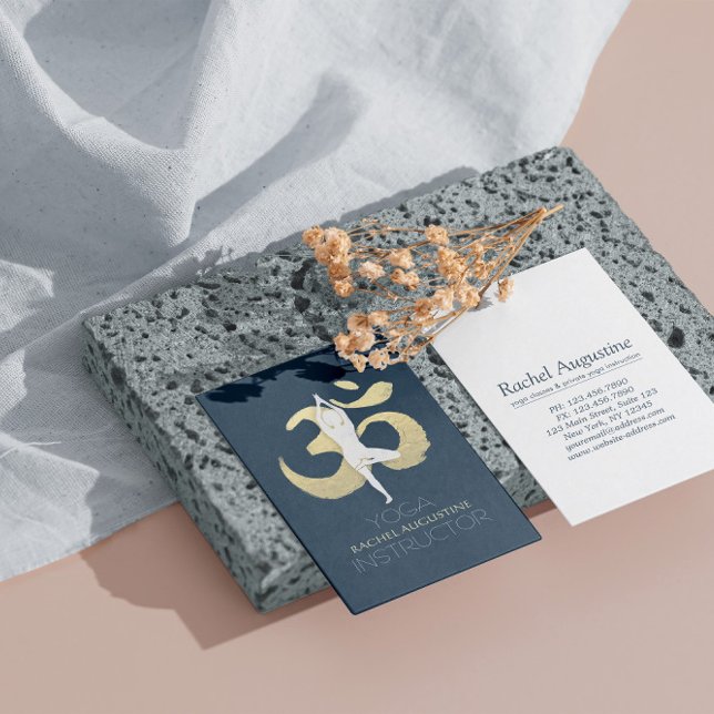 Yoga Meditation Instructor Tree Pose Gold OM Signa Visitenkarte (Von Creator hochgeladen)