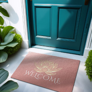 YOGA Meditation Instructor Welcome Rose Gold Lotus Fußmatte
