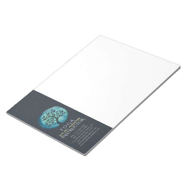 Yoga Meditation Instruktor Eleganter Aquarellbaum Notizblock (angewinkelt)