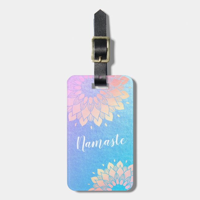 Yoga Meditation Instruktorin Rose Gold Foil Mandal Gepäckanhänger (Vorderseite vertikal)