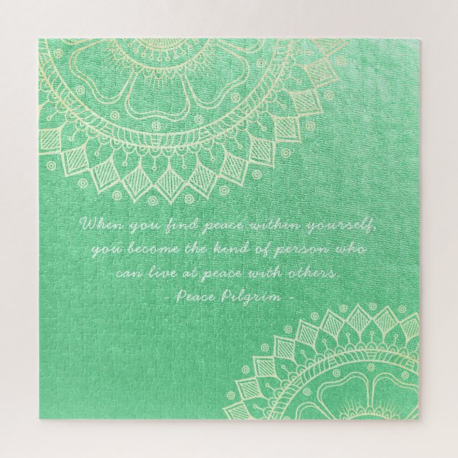 Yoga Meditation Lehrer Green Gold Mandala Quotes (Vertikal)