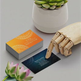 Yoga Meditation Lehrer Moderne Orange Gold Mandala Visitenkarte