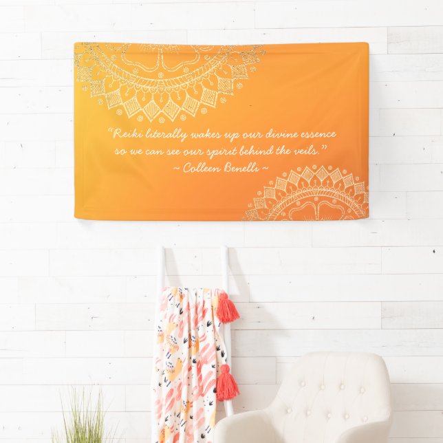 Yoga Meditation Lehrer Orange Gold Mandala Quotes Banner (Insitu)