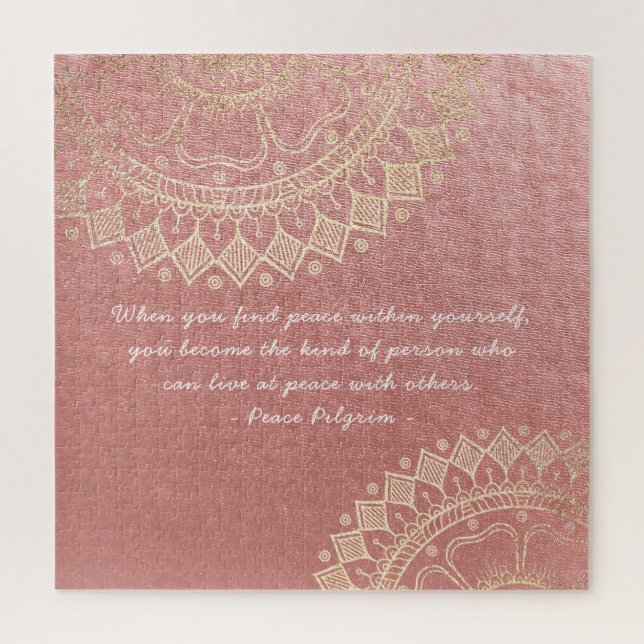 Yoga Meditation Lehrer Pink Gold Mandala Zitat (Vertikal)