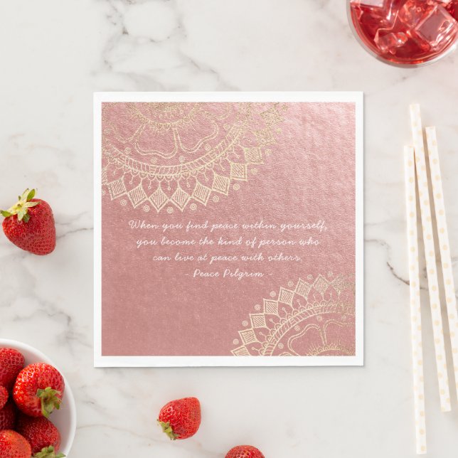 Yoga Meditation Lehrer Pink Gold Mandala Zitat Serviette (Beispiel)