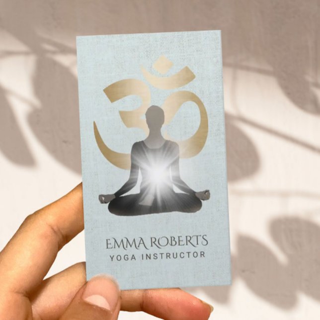 Yoga & Meditation Lehrer Stilvolle Imitate Linen Visitenkarte (Von Creator hochgeladen)