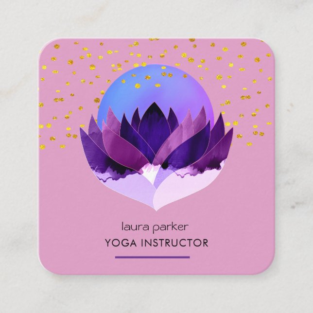 Yoga Meditation Lila Lotus Blume Massage Quadratische Visitenkarte (Vorderseite)