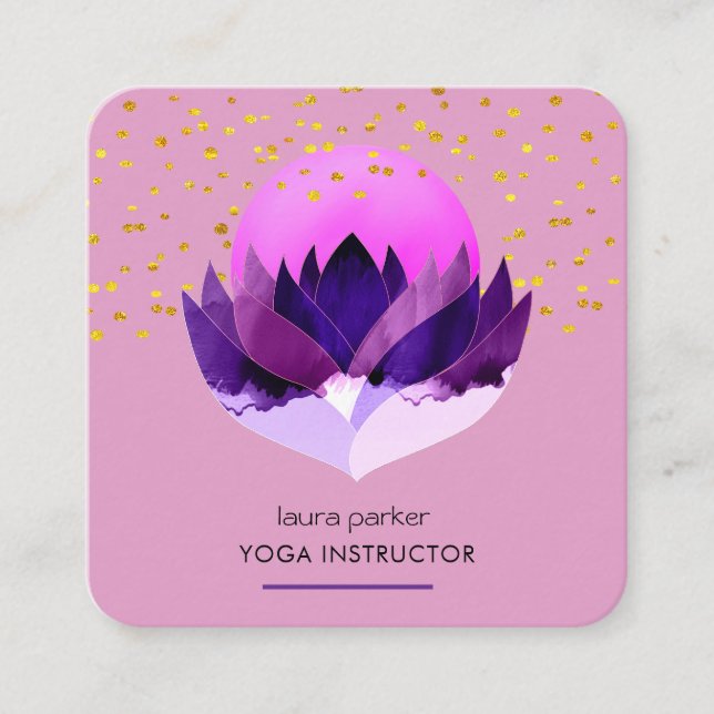 Yoga Meditation Lila Lotus Blume Massage Quadratische Visitenkarte (Vorderseite)