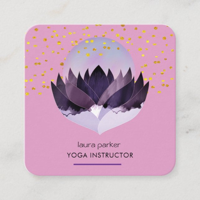 Yoga Meditation Lila Lotus Blume Massage Quadratische Visitenkarte (Vorderseite)