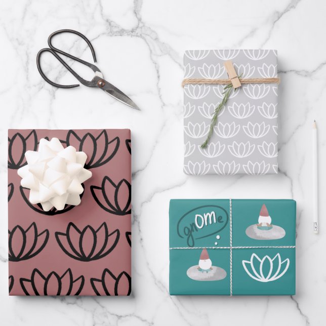 Yoga & Meditation Lotus Patterns Geschenkpapier Set (Vorderseite)